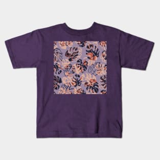 Lilac Monstera Leaves Kids T-Shirt